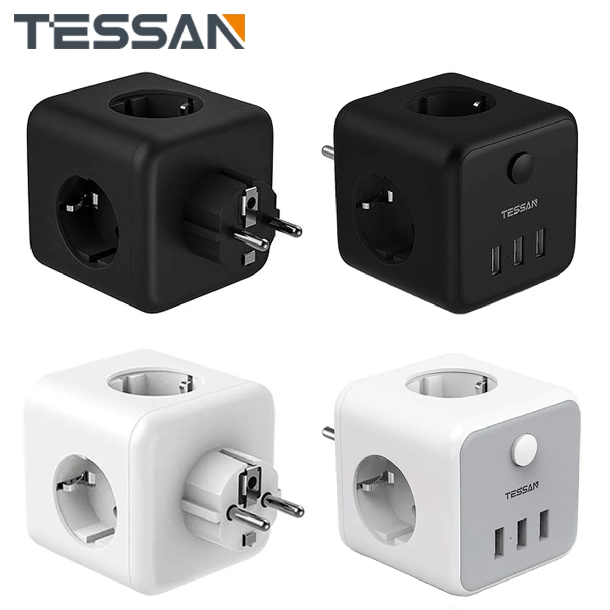 Дорожный USB-адаптер TESSAN с 3 розетками переменного тока USB-порта (2 4 А) и