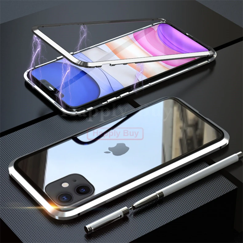 Магнитный адсорбционный чехол для телефона iPhone 11 Pro Max, чехол с магнитом для iPhone 11 Pro Max, чехол, чехлы из металла, Bumber Coque