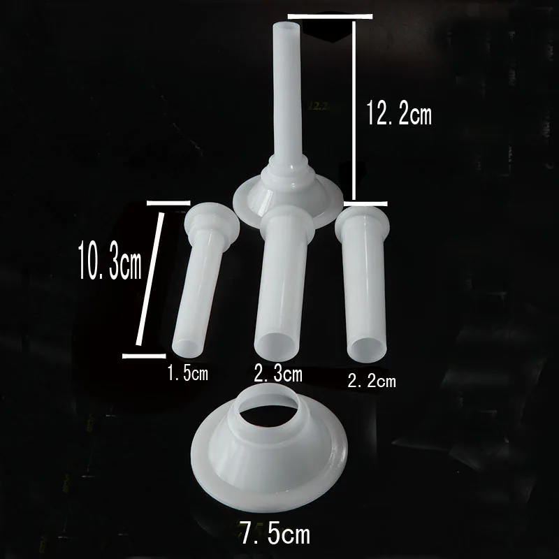 7.5cm 1lbs 3pcs/lot Meat Grinder Sausage Stuffer Filling Tubes Funnels Nozzles For Sausage Maker Sausage Tube with 5.7cm Base - Цвет: 7.5cm