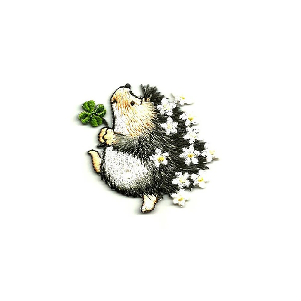 Ежик Hedgie 4 листа клевера вышитая нашивка аппликация патчи для одежды Бесплатная