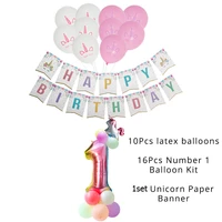 unicorn happy birthday banner rainbow unicorn foil number balloon column kids birthday party decoration baby shower decoration