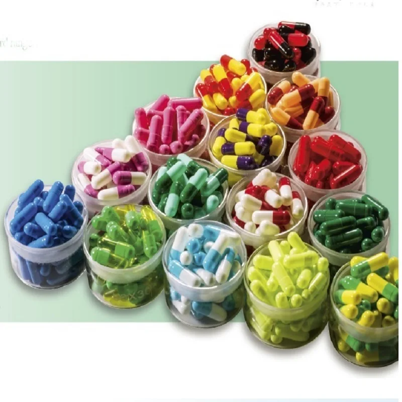 Полая капсула оболочки синий + белый пустой для овощей желатиновые таблетки