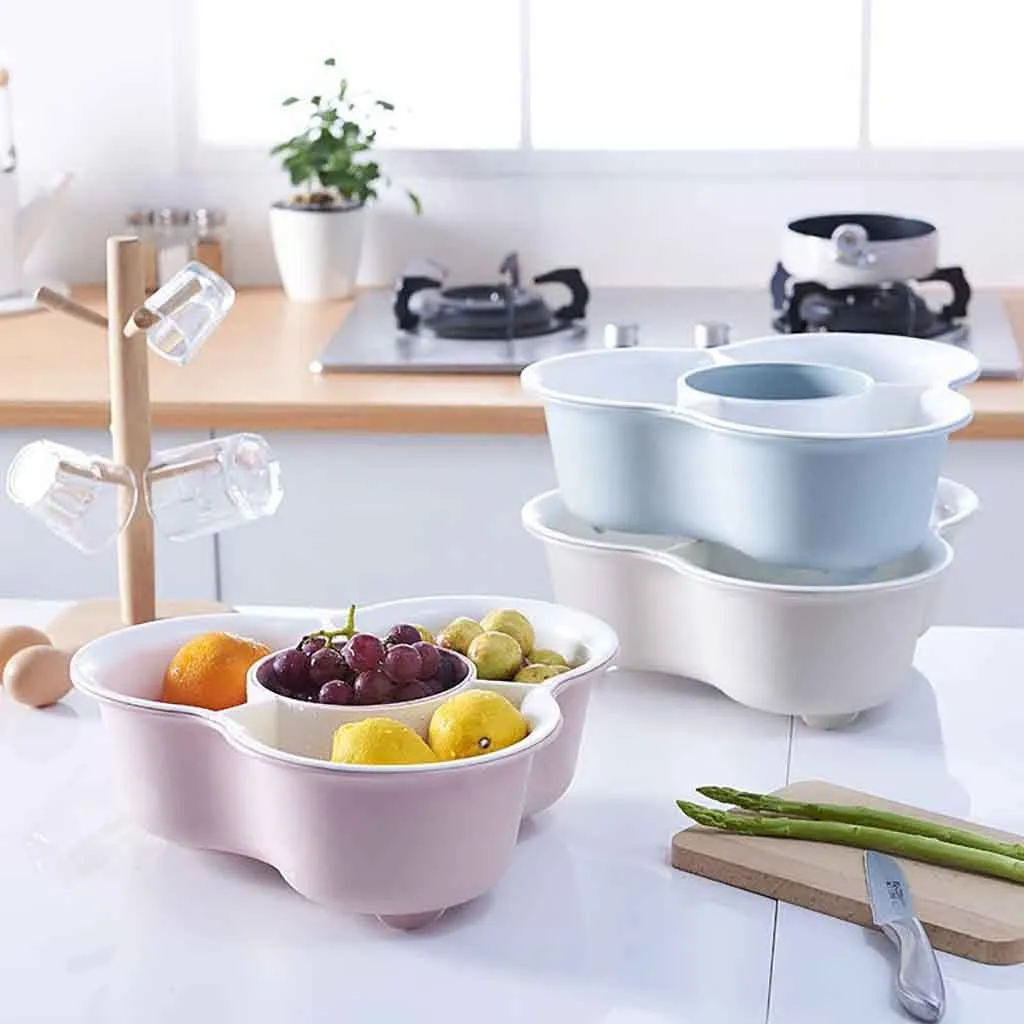 Кухонная двухслойная корзина для мытья сито лапша овощей домашняя кухонная