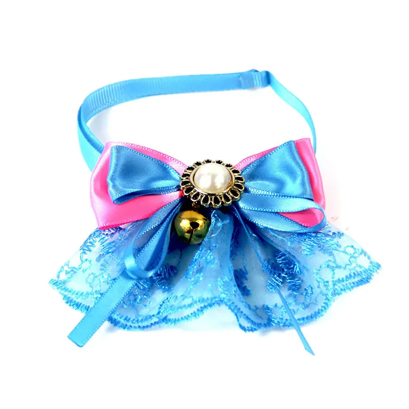 Элегантный кружевной воротник с бантом для кошек колокольчиком собак бандана