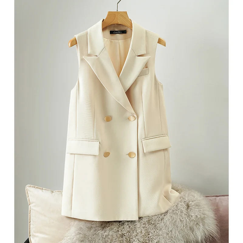 

Жилет женский длинный без рукавов, Модный Элегантный жилет для работы и офиса, верхняя одежда, 2021