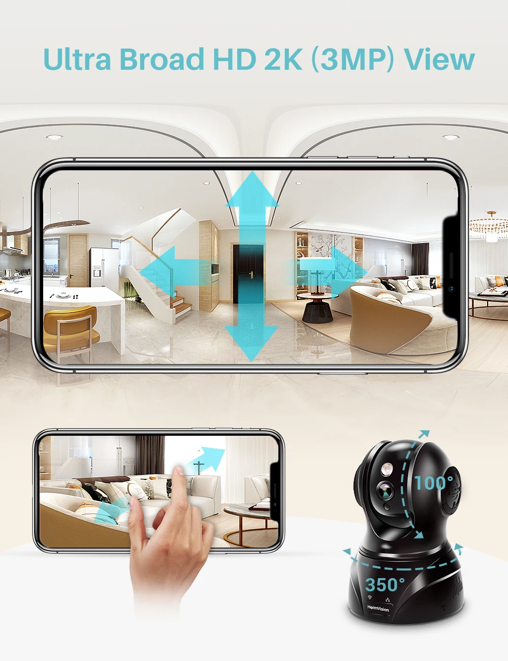 IP камера видеонаблюдения HeimVision HMC02MQ 3 Мп 2K Wi Fi PTZ|Камеры видеонаблюдения| |