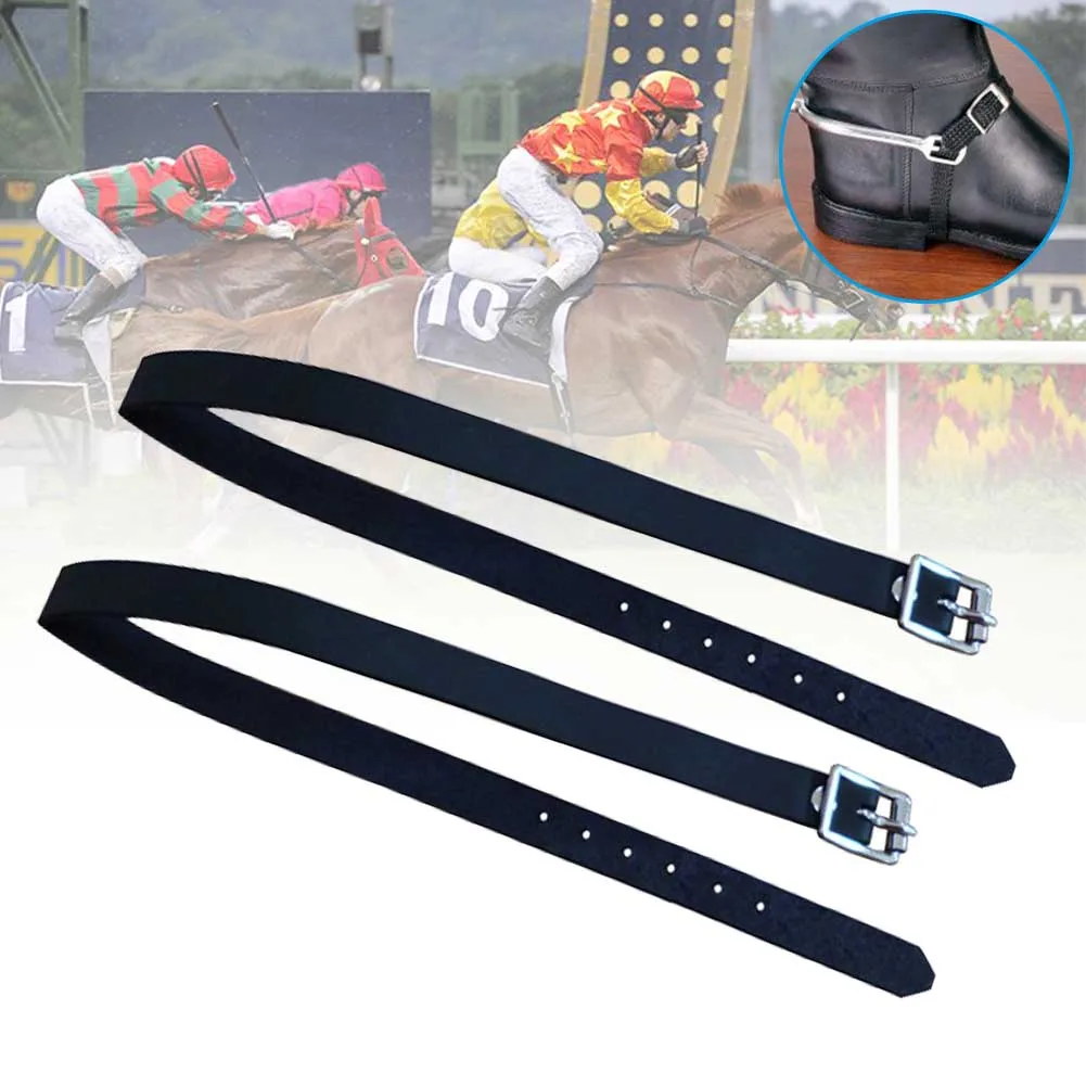 

2 Pcs Equipment With Buckle PU Leather Horse Riding Solid Outdoor Training Protective Accessories Long Spur Strap Sports Durable