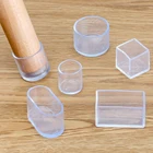 4 шт., прозрачные квадратные колпачки на ножки стула, Нескользящие