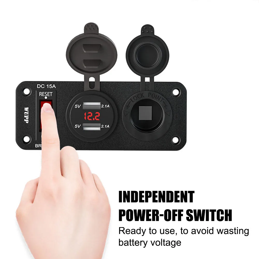 

4 in 1 New Digital Voltmeter+12V Power Socket +Dual USB Power Charger Adapter Cigarette Lighter Socket with Rocker Switch