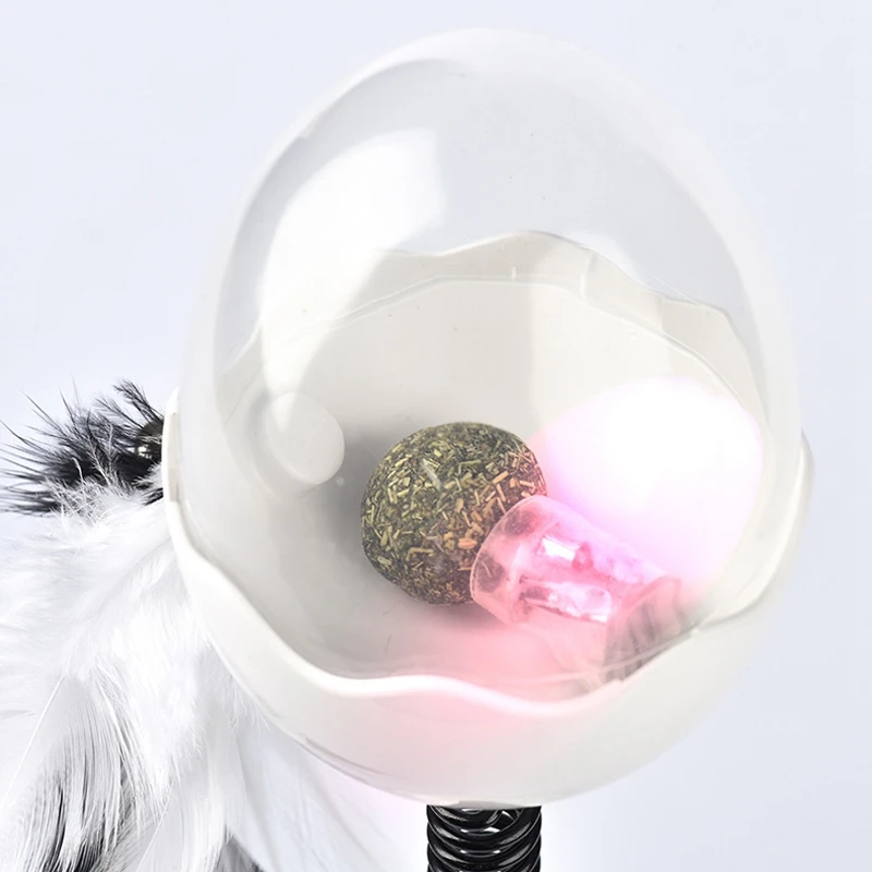 

Practical Pet Self-Healing Spring Eggshell Feather Leaking Ball with LED Light