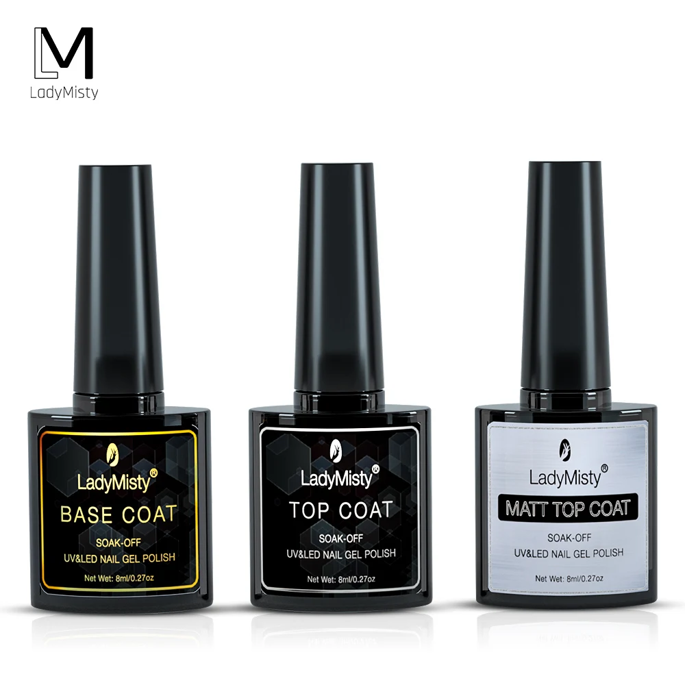 LadyMisty 8 мл УФ гель для ногтей лаки базовый слой Гель лак био Гели Soak Off не протирать