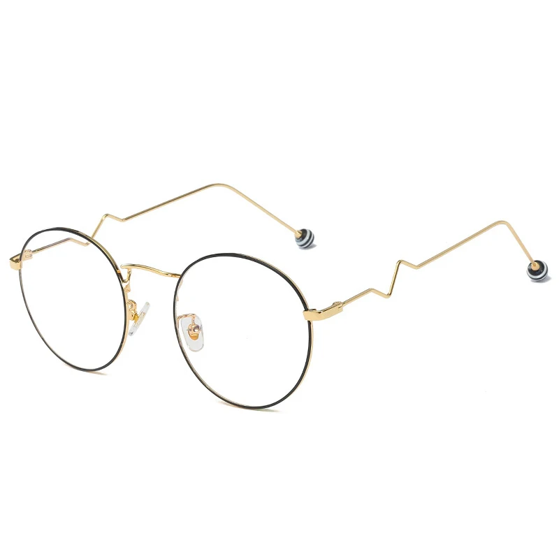 black gold frame Ретро Металлические Круглые готовые очки для близоруких женщин и мужчин ультралегкие анти-голубые световые карамельные жемчужные цветные очки для близоруких - Цвет оправы: black gold frame