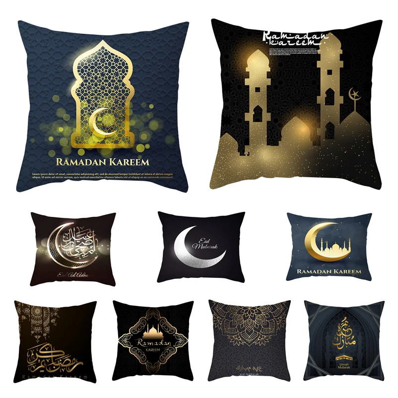 

Eid Mubarak Cushion Cover Home Decorations Muslim Ramadan Party Decoration Pillowcase Moon Star Pillow Cover