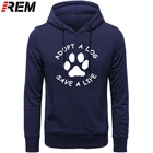 Мужская одежда REM, брендовая одежда с надписью Take A DOG PAW SAVE A LIFE, мужские повседневные хлопковые Толстовки большого размера с круглым вырезом