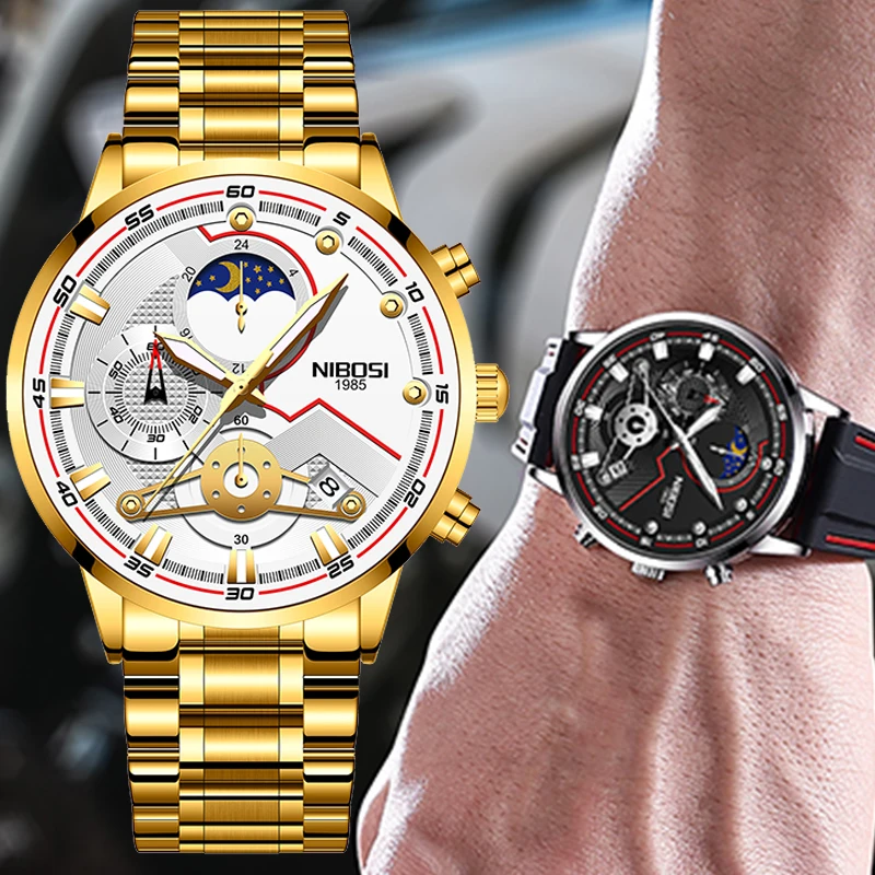 

NIBOSI 2021 новые роскошные модные светящиеся наручные часы лучшего бренда, водонепроницаемые часы с датой, спортивные часы, мужские кварцевые ч...