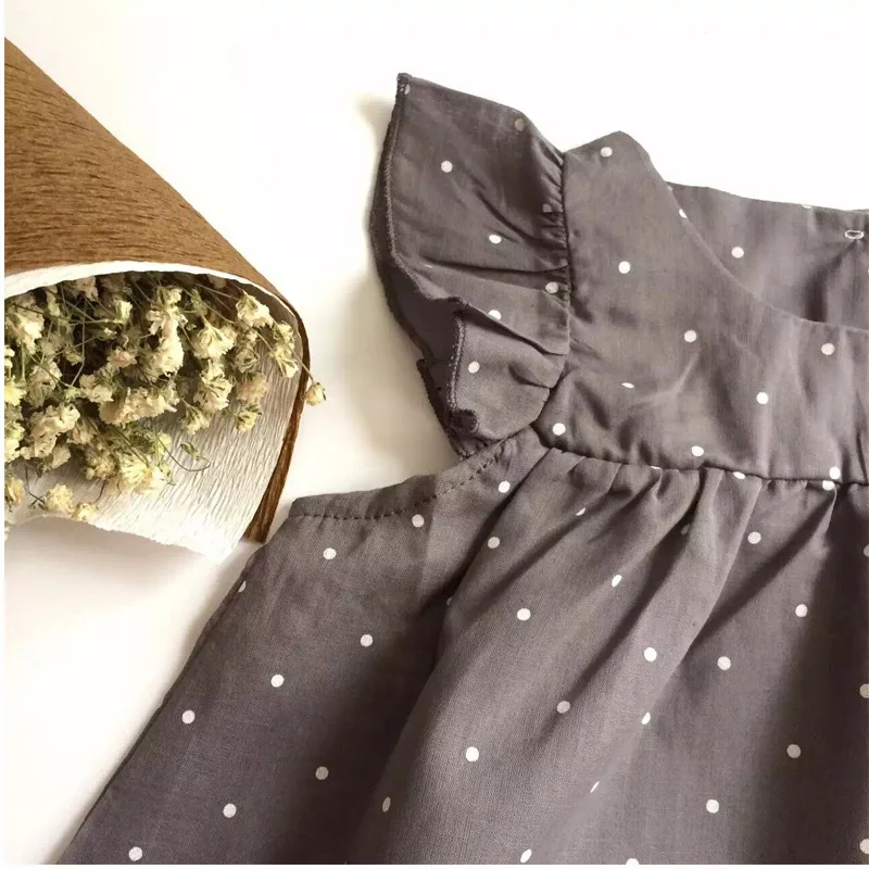 Летний комплект одежды в горошек для девочек от 0 до 3 лет хлопковый топ принцессы