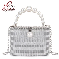 silver gold luxury diamond party wedding evening bag shoulder chain bag women purses and handbags pearl handle designer bag