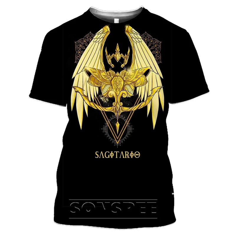 

Summer Saint Seiya Logo T-Shirt Men and Women 3D Anime Short-Sleeved Shirt Golden Armor Top XXS6XL New Fashion Plol Shirt