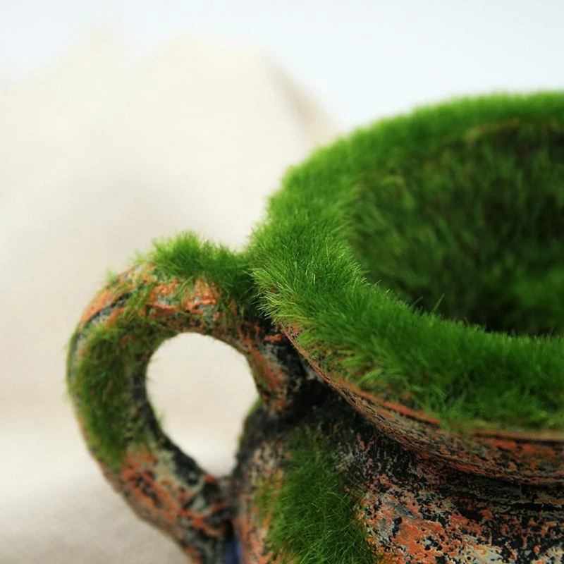 2 шт. аквариума украшения из смолы для рыбы креветки бак пейзаж 1 ваза с мох и