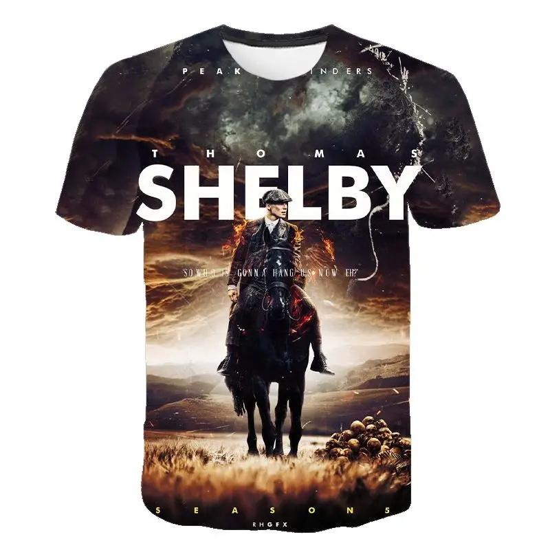 

Летняя модная футболка с 3D принтом «Peaky Blinde» для мужчин, женщин и детей, Повседневная Уличная одежда для мальчиков и девочек, крутая футболка...