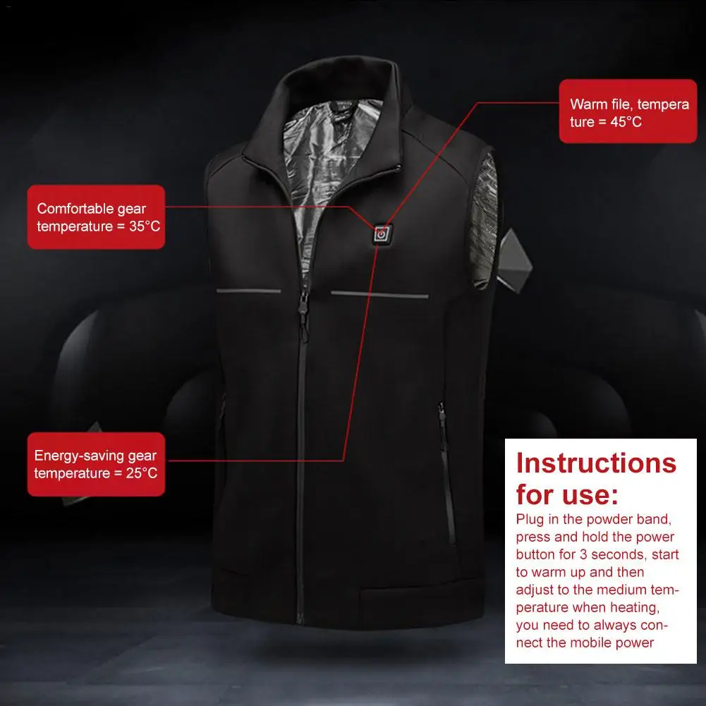 Мужской и Женский уличный жилет с инфракрасным подогревом USB зимняя теплая