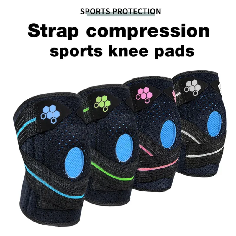 

1PC Knee Supports Brace Breathable Knee Pads Compression With Adjustable Strap Fitness Basketball Tennis Knee Safety Protector