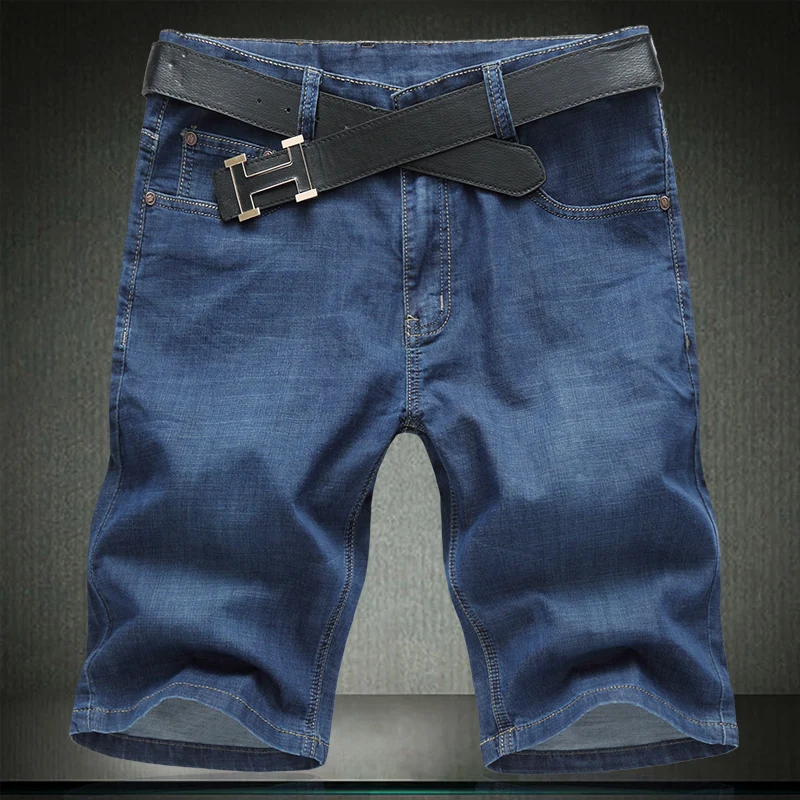 

2021 Новые поступления Для мужчин s летние Стрейчевые Легкие синие джинсы джинсовые шорты) для Для мужчин джинсовые шорты штаны размера плюс; ...