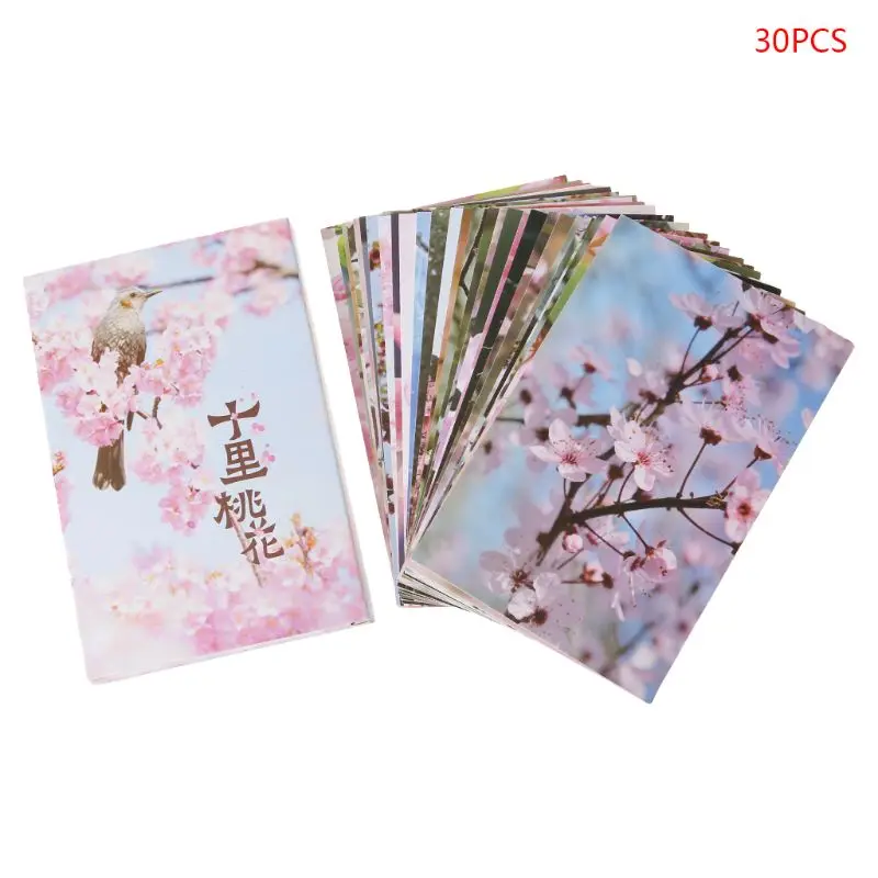 

30 Sheets Peach Blossom Paintings Retro Vintage Postcard Christmas Gift Card Wish Poster Cards