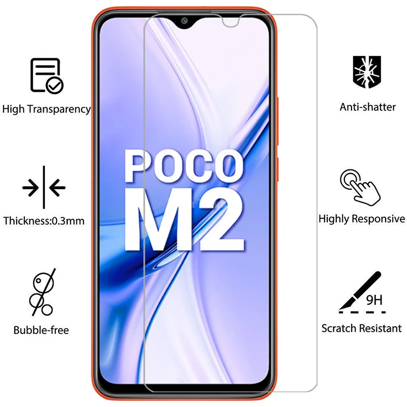 

2 шт., Защитное стекло для Xiaomi Poco m2, Защита экрана для Ksiomi Xiao My Pocom2 6,53, закаленное стекло, чехол для телефона