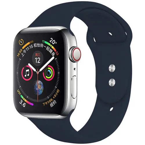 midnight blue 3 Спортивный ремешок для Apple Watch ремешок 44 мм 40 4 3 iwatch ремешок 42 мм 38 мм силиконовый pulseira ремешок для часов Браслет Apple watch 5 ремешок 44 мм - Цвет ремешка: midnight blue 3