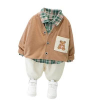 spring autumn children cartoon clothes baby boys jacket shirt pants 3pcssets kids infant costume toddler girls cotton tracksuit