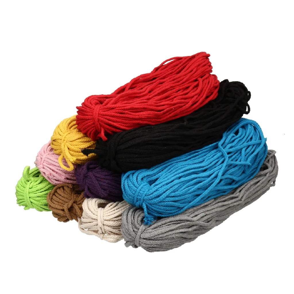 5 мм * 100 ярдов цветной белый хлопковый шнур натуральный бежевый витой веревка для