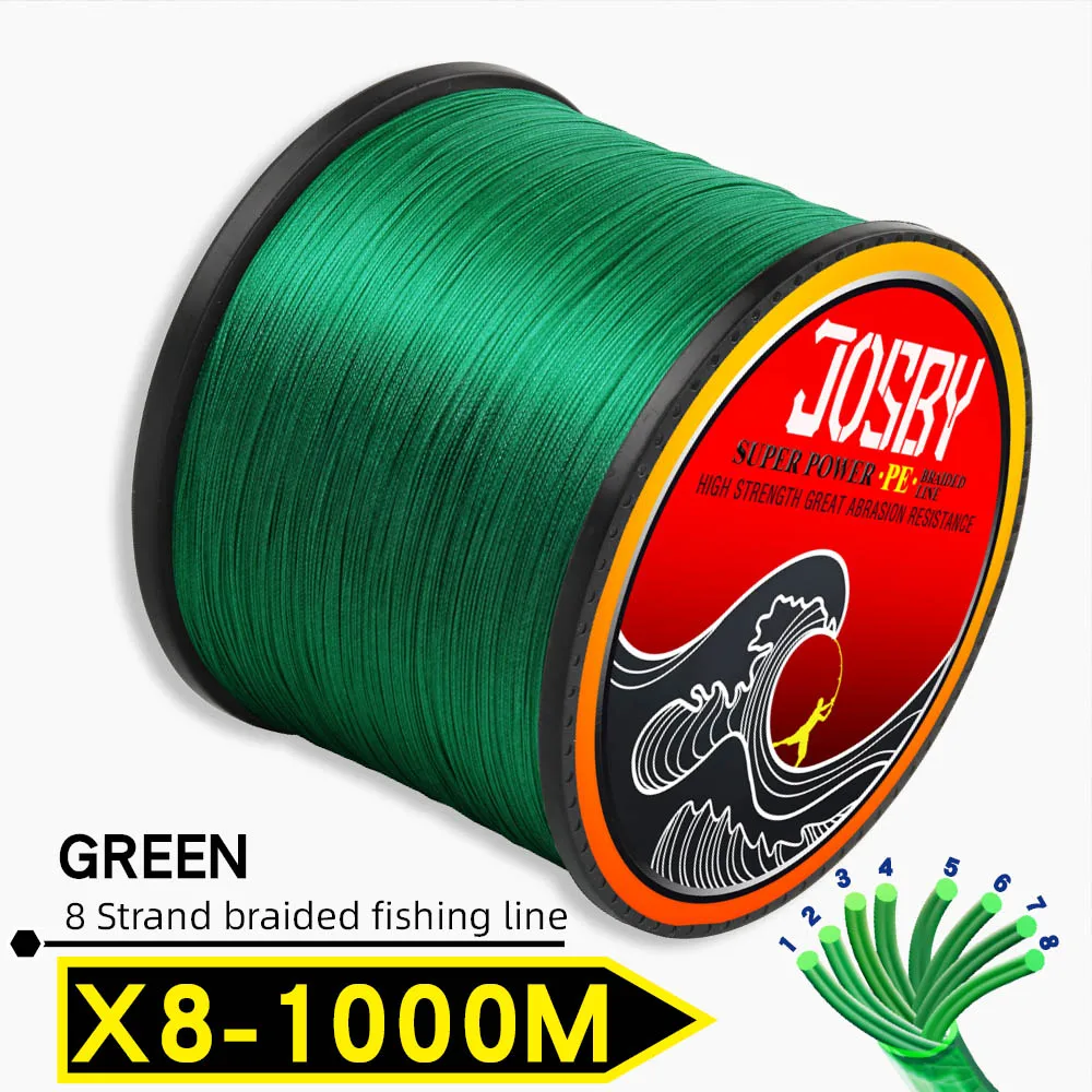 X8-1000M-Green JOSBY 300 м 500 м 1000 м 8 нитей 10-78LB PE плетеный рыболовный провод Multifilament очень прочный рыболовный линия ЯПОНИЯ разноцветный - Цвет: X8-1000M-Green