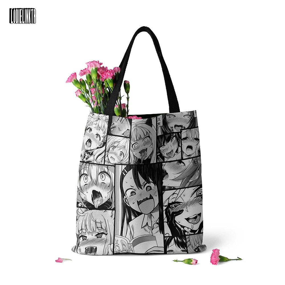 

Cartoon Anime Canvas Tote Bag Japanese Style Cute Shoulder Bag For Women Large Capacity ECO Reusable Fashion Men's Shopping Bag
