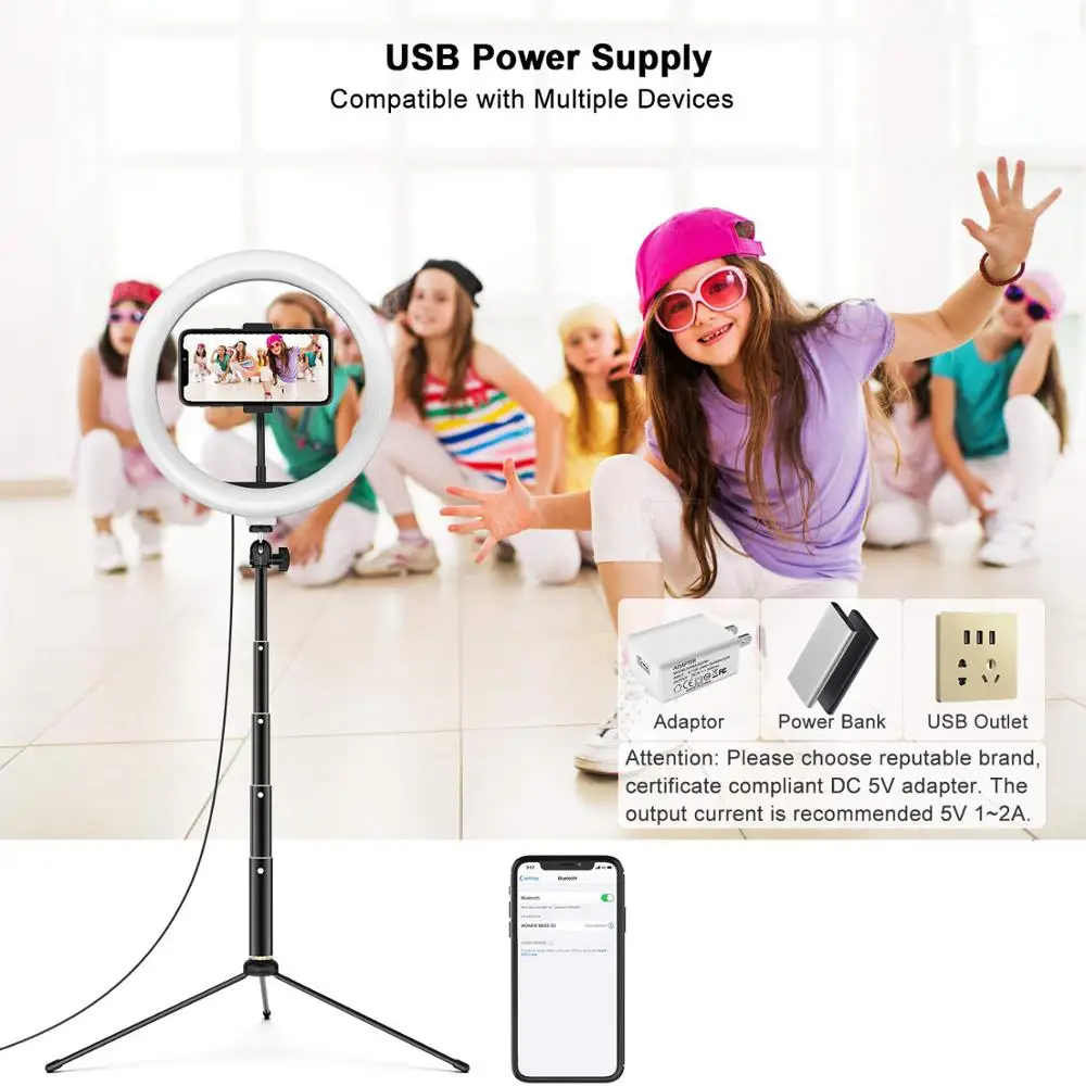 

Ring Light with Stand LED Camera Selfie Light Ring for iPhone Live Streaming Ring Lamp Phone Holder for Video Photography