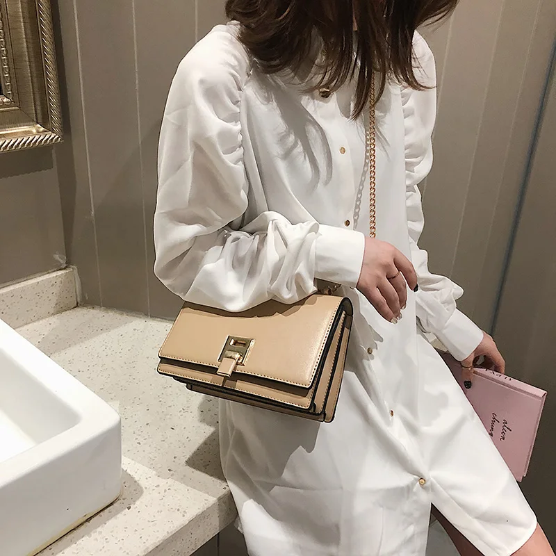 

Fashion flap chain messenger bag ladies PU leather small square bag clutch bag casual one-shoulder bag small handbag