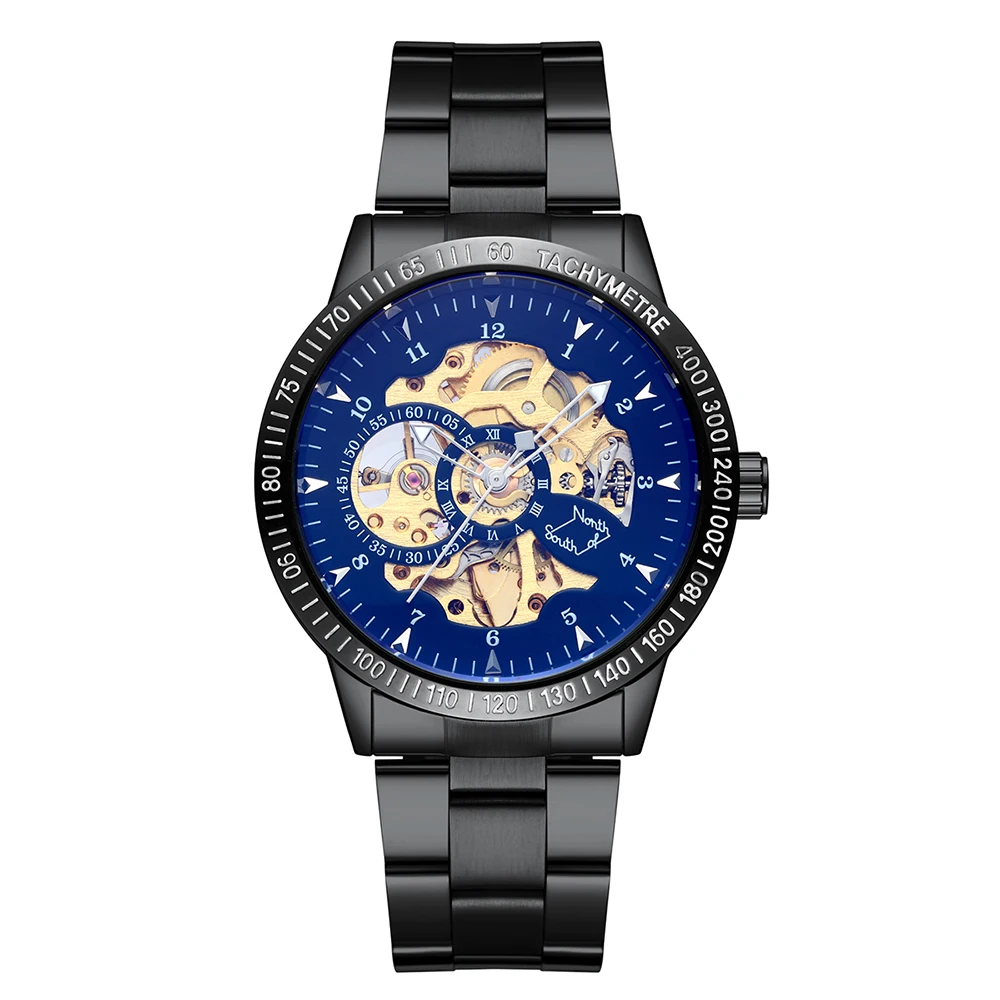 

Мужские автоматические механические часы-скелетоны из нержавеющей стали, черные классические спортивные часы ведущей марки класса "люкс", ...