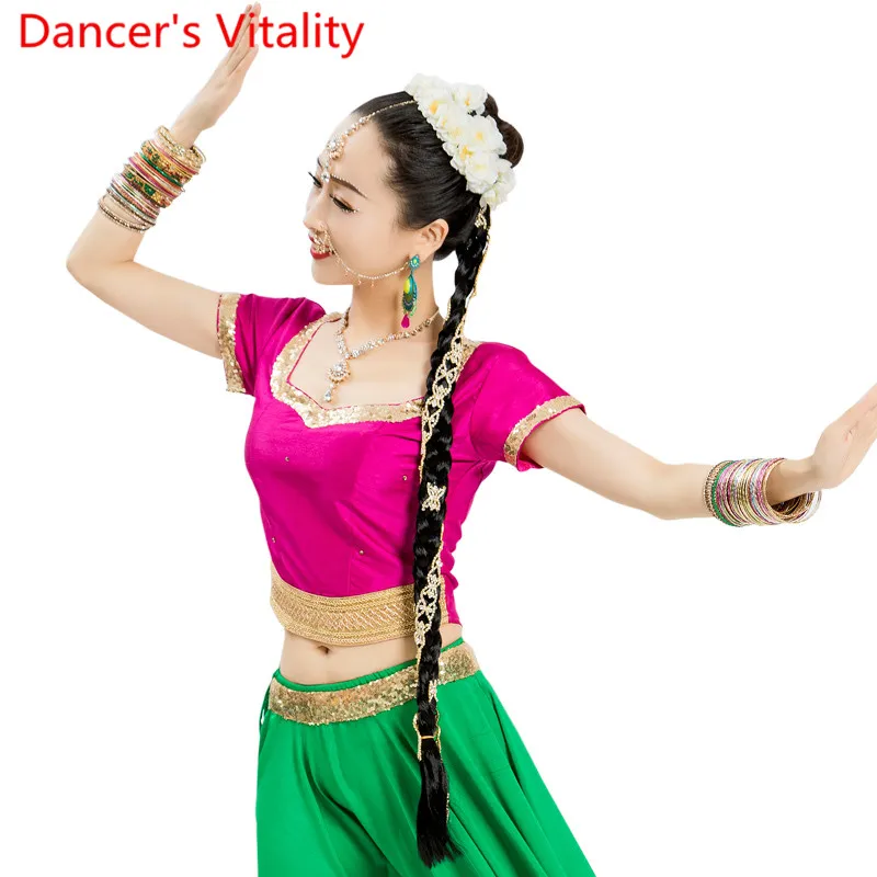 Женская индийская танцевальная тренировочная одежда искусственный Топ 5 цветов