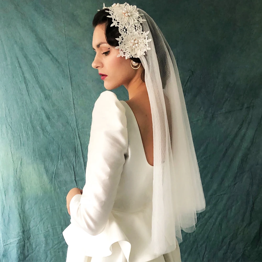 Женская свадебная фата Двухуровневая Фата из тюля цвета слоновой кости длиной до
