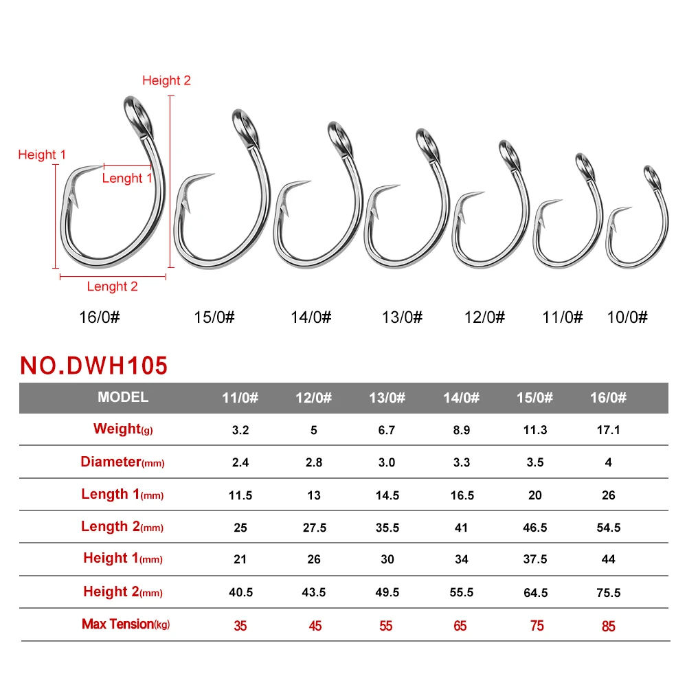 Comdaba 20 шт. рыболовный крючок для морской воды DWH105 круглый 11/0 #-16/0 # Модель из