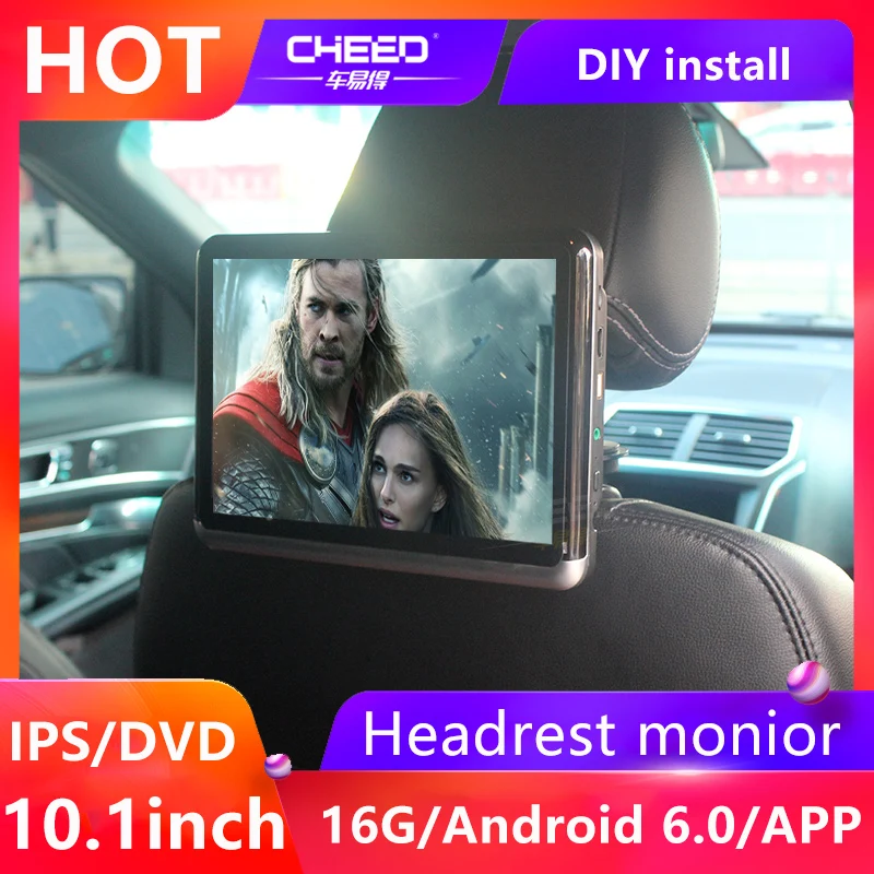 CHEED 10.1in Автомобильный Подголовник DVD видео монитор Android 6 0 ARM A7 четырехъядерный wifi