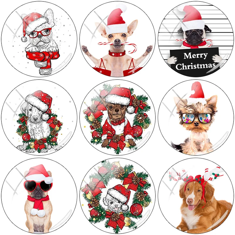 

TAFREE 2019 NEW Christmas dog 12/15//16/18//20//25 mm Round Photos Glass Cabochon fit Cameo Base Setting Jewelry Component TQ405
