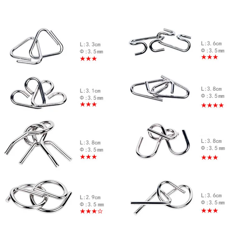 8 шт./компл. головоломка с металлической проволокой IQ Mind Brain Teaser игра для взрослых