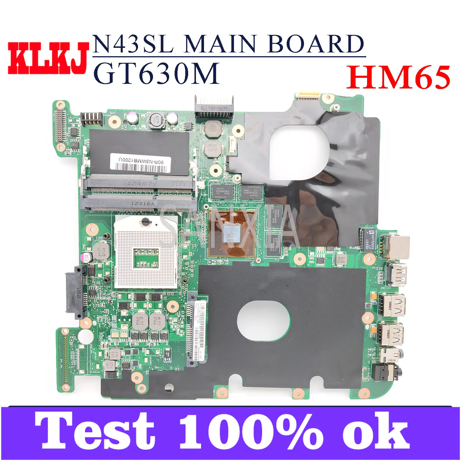

KLKJ N43SL Laptop Motherboard For ASUS N43SM N43SN N43S Original Mainboard HM65 GT630M