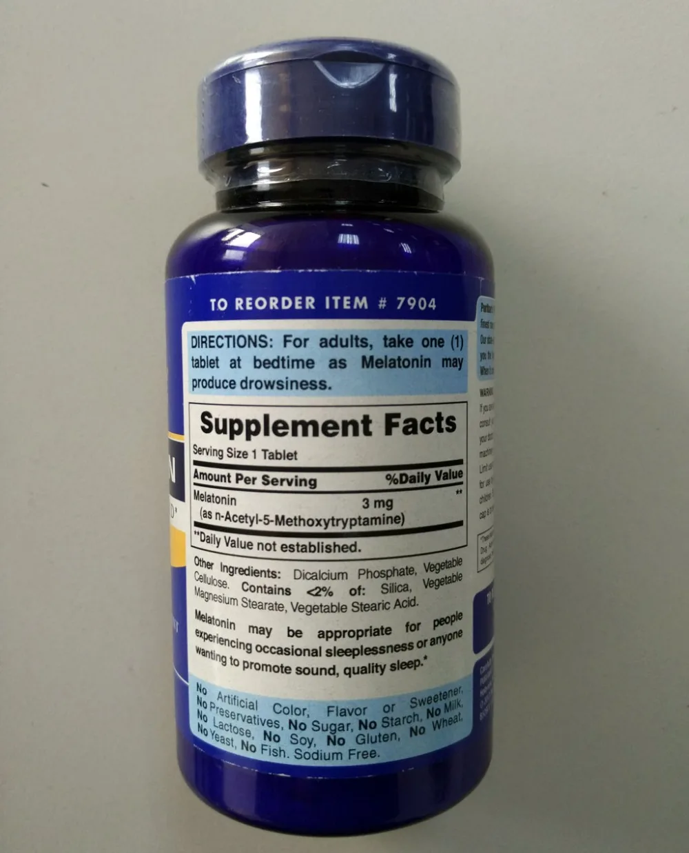 Пуритановые капсулы сверхпрочного быстрого высвобождения мелатонин 3 мг каждый