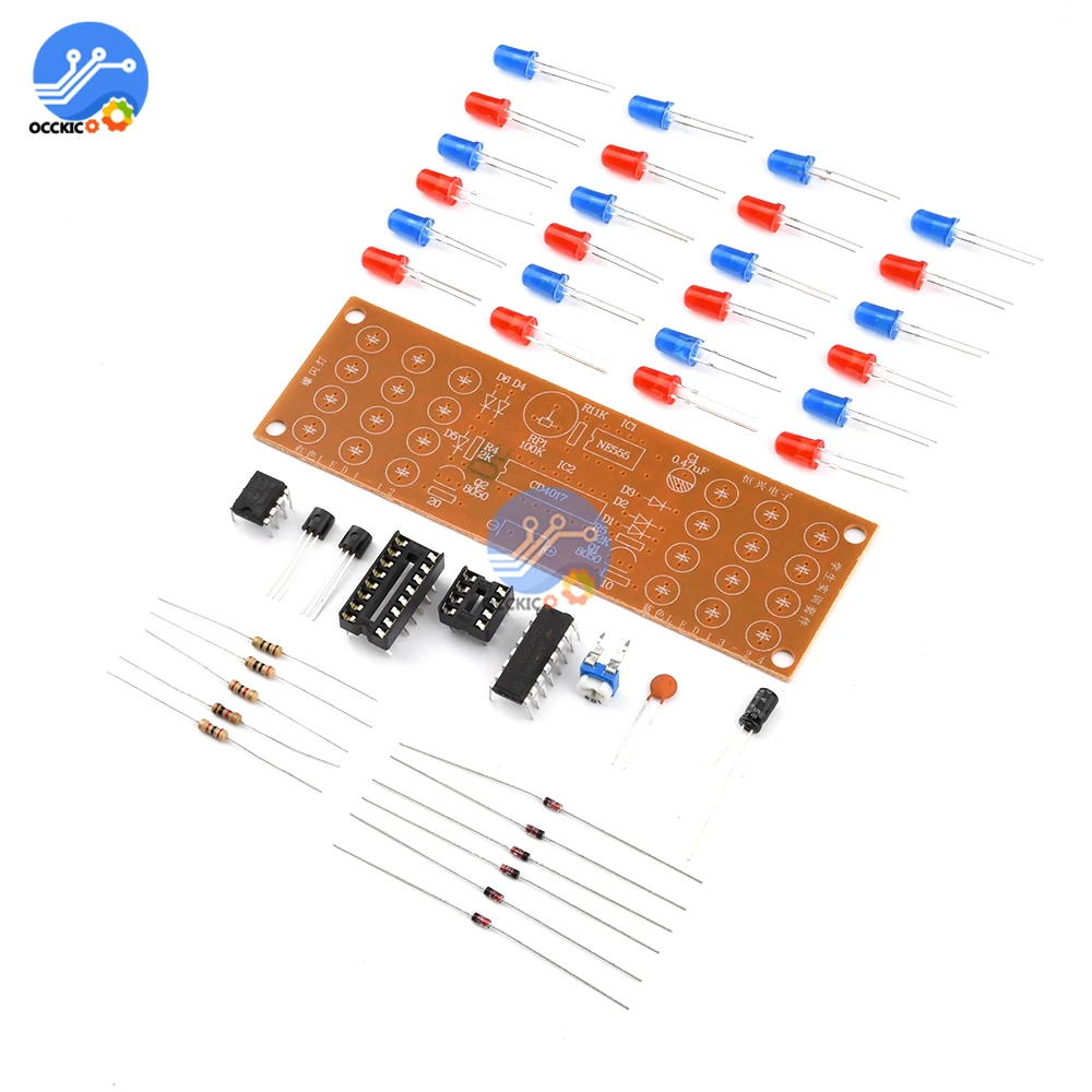 Набор светильников стробоскопических двухцветных красный синий NE555 + CD4017|suite| |