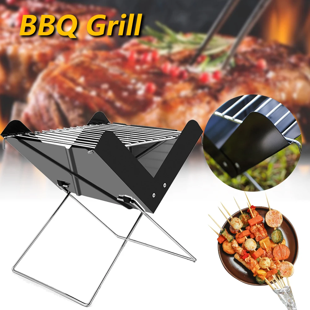 

BBQ Grill Barbecue Grills Foldable Folding Stainless Steel Portable Small Kebab Tool Camping Charcoal Furnace BBQ Accessories