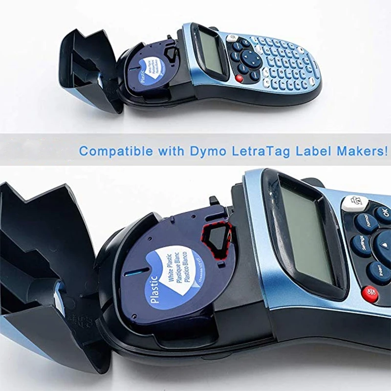 

5Pcs 91201 12mm Compatible for Dymo Letratag Tape Plastic Label Tape Self-Adhesive Tape Mixed Color Tape for Dymo LetraTag Label