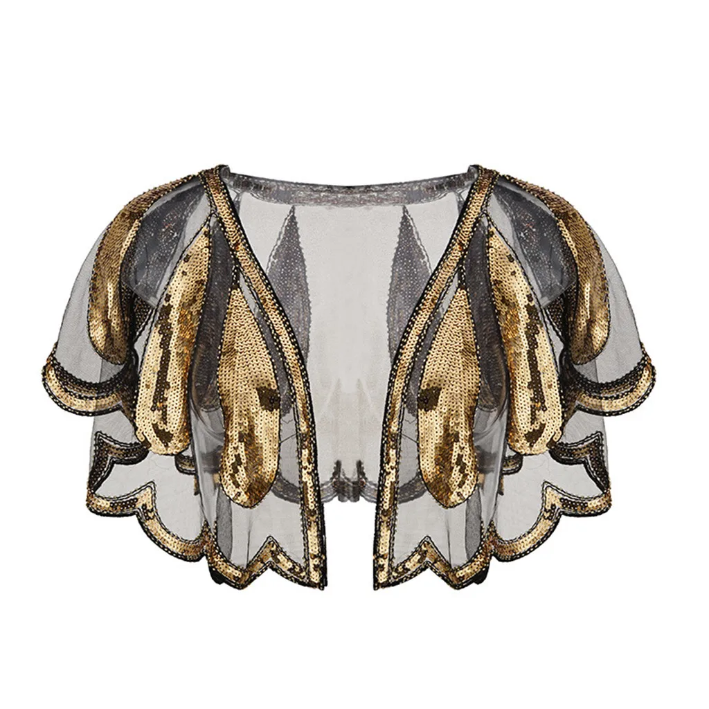 Women's Shawl Beaded Sequin Deco Evening Cape Bolero Flapper Cover up 2019 Spring Autumn New Simplicity Fashion retro | Аксессуары
