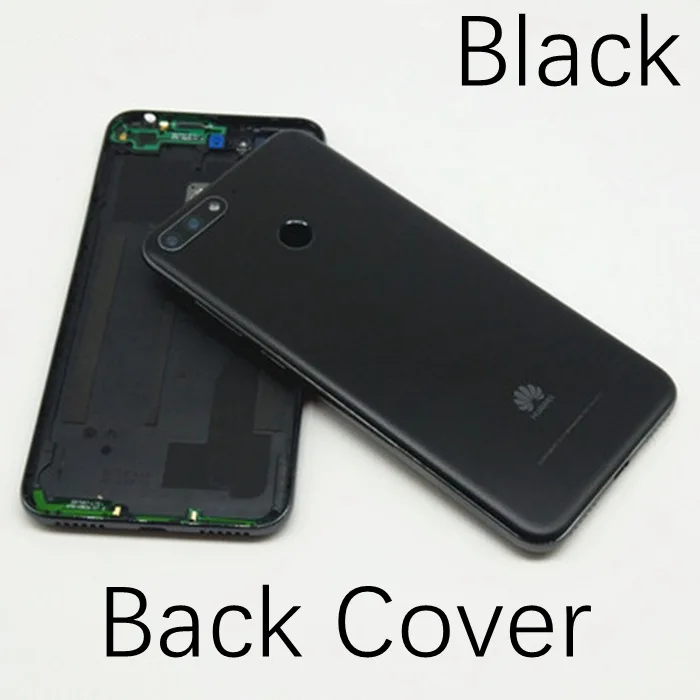 Для huawei Y6 Задняя крышка батареи задняя дверь Корпус чехол средняя рамка Y6 Prime передняя рамка экран рамка Шасси - Цвет: Back Cover Black